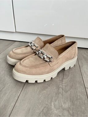 Gianni Renzi Premium Italian Suede Chain Chunky Loafers, Size 39